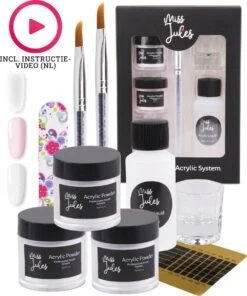 Miss Jules - Acryl Nagels Starterspakket - Wit, Roze & Transparant - Professionele Kunstnagels