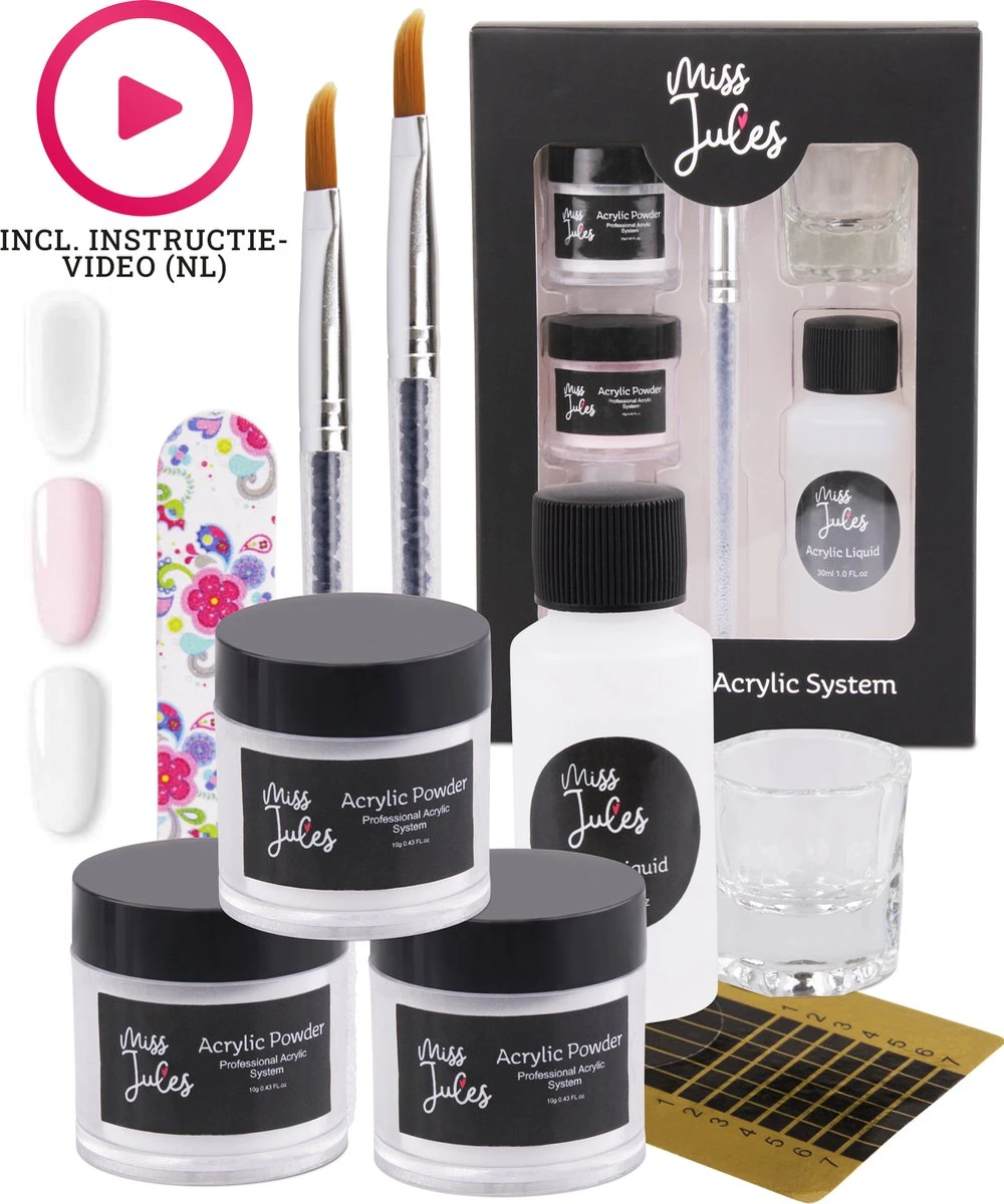 Miss Jules - Acryl Nagels Starterspakket - Wit, Roze & Transparant - Professionele Kunstnagels 3 Miss Jules - Acryl Nagels Starterspakket - Wit, Roze & Transparant - Professionele Kunstnagels
