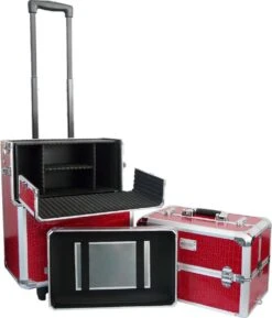 Veronica NAIL-PRODUCTS Aluminium Nagel Trolley 3 In 1 CROCO ROOD, Pedicure, Manicure. Ook Als Sinterklaas Trolley, Trolly, Koffer! -Beroemde Cosmetica Winkel 1027x1200 9