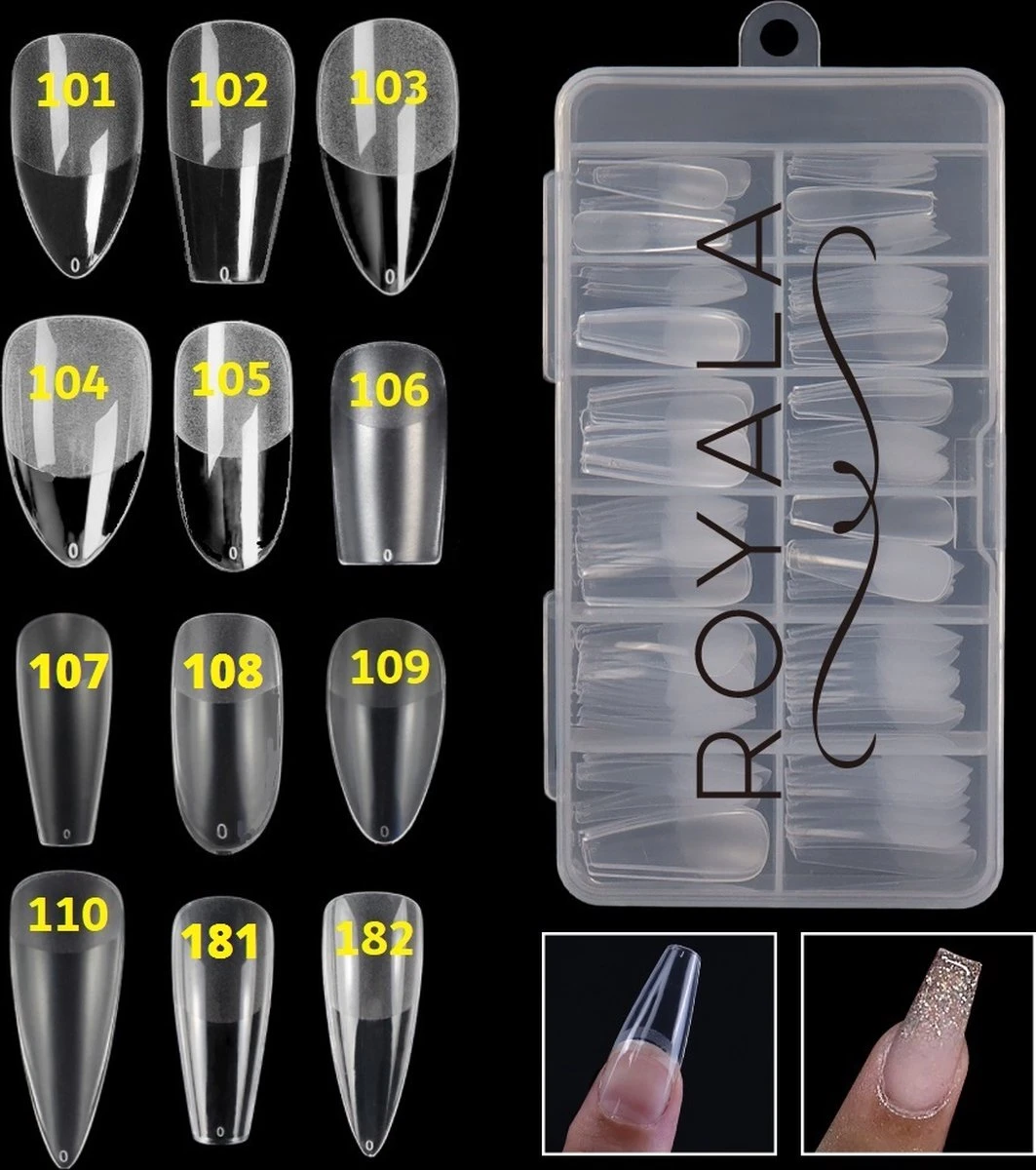 Royala 182 - Waterdrop Half Frosted - Full Cover - Nageltips - Nepnagels - Plaknagels - In Assortimentsbox - 120 Stuks 12 Maten - Voor Gellak Acrylnagellak En PolyGel Nagels - Royala Frosted Tips Line 6 Royala 182 - Waterdrop Half Frosted - Full Cover - Nageltips - Nepnagels - Plaknagels - In Assortimentsbox - 120 Stuks 12 Maten - Voor Gellak Acrylnagellak En PolyGel Nagels - Royala Frosted Tips Line - Afbeelding 4