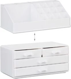A&K 2in1 Make-up Organizer - 4 Lades Cosmetica Opbergdoos - Kaptafel - Wit -Beroemde Cosmetica Winkel 1083x1200 6