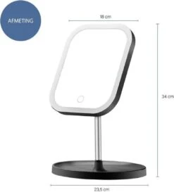 LYVION Make-up Spiegel Op Standaard Met LED / Met 3 Lichtkleuren / Make-up Spiegel / Make-up Standaard / Werkt Op 4 AAA-batterijen Of Micro USB Kabel / Touch - Zwart -Beroemde Cosmetica Winkel 1086x1200 2