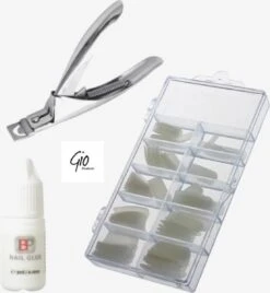 Nageltips Naturel Voordeel Set - Naturel Tips + Nagellijm 3ML + Tipknipper - Professionele Markt