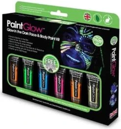 Paintglow - Glow In The Dark Face & Body Paint Kit - Carnaval Accessoires - Schmink - Make Up