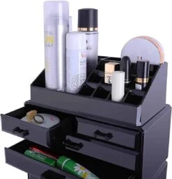 Confibel XXL Acryl Make-up Cosmetica Organizer - Verstelbare Lades - Sieraden/Make-up/Cosmetica Organizer - 11 Compartimenten - Zwart -Beroemde Cosmetica Winkel 1150x1200 9