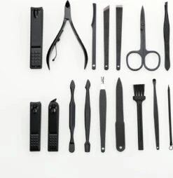 Fritzline© Professionele Manicureset 16-delig | Nagelset Incl. Nagelvijl & Nagelknipper | Lederen Blauwe Etui | Manicure Pedicure Set -Beroemde Cosmetica Winkel 1167x1200