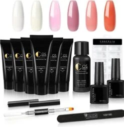 COSCELIA Extenstion Kit | Polygel Nagels | Gelnagels | Nepnagels | Gellak Set | UV Gel | Nail Art Pakket | Buildergel | Starterset | Makkelijk En Snelle Set -Beroemde Cosmetica Winkel 1171x1200 1