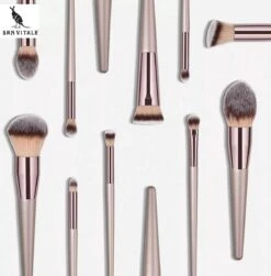San Vitale® - Luxe Professionele Make Up Kwasten Set - Make Up Brush - Vegan Penselen - Inclusief Pouch - Make Up Pouch Met 10-delig Penselen Set - Champagne/goud -Beroemde Cosmetica Winkel 1180x1200 11
