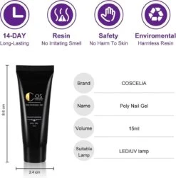 COSCELIA Extenstion Kit | Polygel Nagels | Gelnagels | Nepnagels | Gellak Set | UV Gel | Nail Art Pakket | Buildergel | Starterset | Makkelijk En Snelle Set -Beroemde Cosmetica Winkel 1183x1200