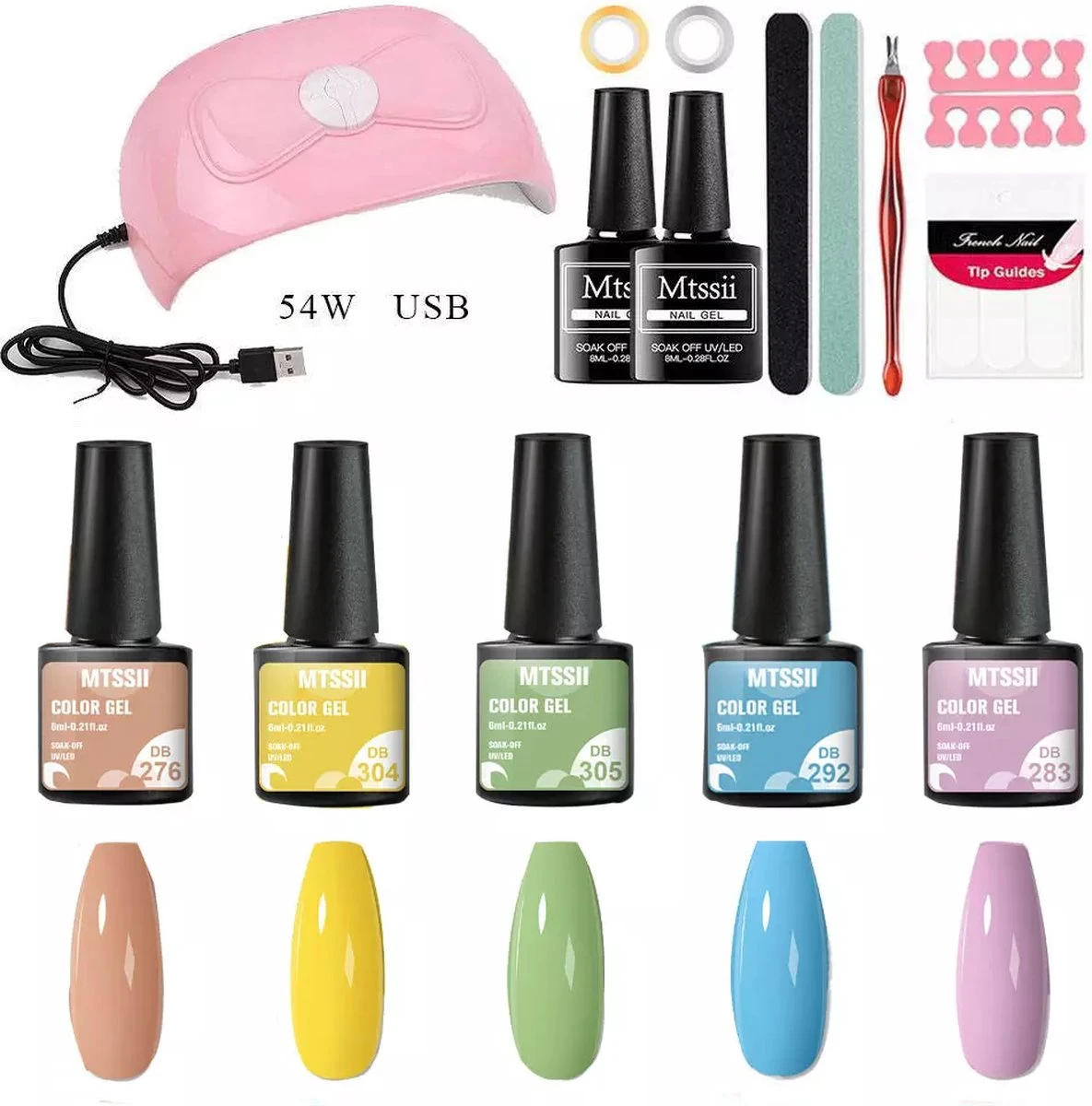 Mtssii - Gelnagel Kit - 5 ZOMER KLEUREN Gellak - Blauw, Groen, Oranje/nude, Geel En Lila- Starterkit - Manicure Set - 54 Watt UV Lamp - Gel Nagels Starterspakket - Nepnagels - 3 Mtssii - Gelnagel Kit - 5 ZOMER KLEUREN Gellak - Blauw, Groen, Oranje/nude, Geel En Lila- Starterkit - Manicure Set - 54 Watt UV Lamp - Gel Nagels Starterspakket - Nepnagels -
