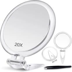 5 Inch, 20x Vergrotende Spiegel, Tweezijdige Spiegel, 20X/1x Vergroting, Opvouwbare Make-upspiegel Met Handheld/standaard, Gebruik Voor Make-up Toepassing, Pincet, En Mee-eter/smetverwijdering. (zilver) 14 5 Inch, 20x Vergrotende Spiegel, Tweezijdige Spiegel, 20X/1x Vergroting, Opvouwbare Make-upspiegel Met Handheld/standaard, Gebruik Voor Make-up Toepassing, Pincet, En Mee-eter/smetverwijdering. (zilver) -Beroemde Cosmetica Winkel 1192x1200 12