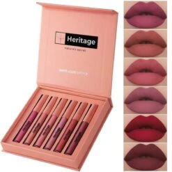 Heritage Long Lasting Matte Liquid Lipsticks Set ( 6 Kleuren ). Vegan, Waterproof, Non Sticky, High Pigmented,kissproof,