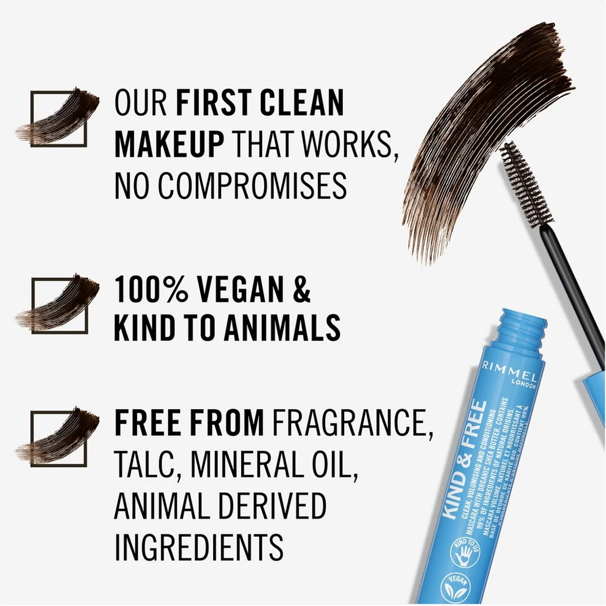 Rimmel London KIND & FREE Vegan Mascara - 002 Brown Black 5 Rimmel London KIND & FREE Vegan Mascara - 002 Brown Black - Afbeelding 3