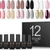 Merkloos Gel Polish Set 14P - Voor Manicure - 12 Stuks - Uv Kleuren, Kleurcode 12-11 - Gel Nagellak Semi Permanente Hybrid - Nail Art Gel Lak Set & Kits RATC12-11