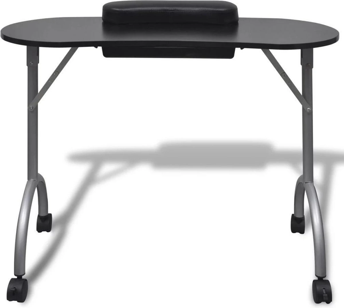VidaXL Manicuretafel Inklapbaar Met Wieltjes Zwart 4 VidaXL Manicuretafel Inklapbaar Met Wieltjes Zwart - Afbeelding 2