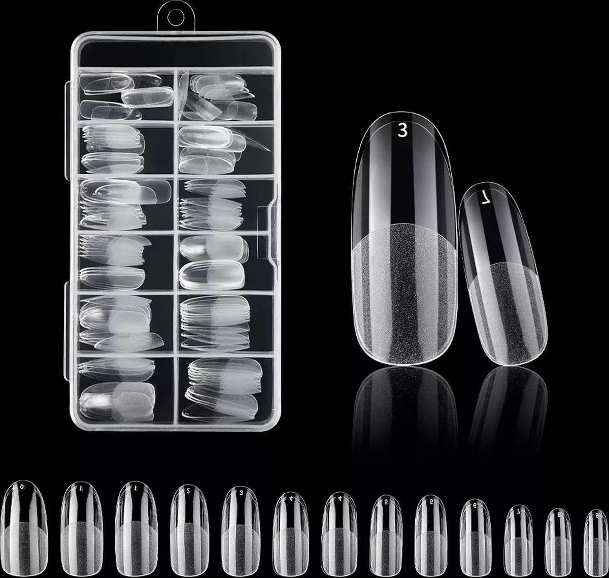 Royala 105 - Oval Long Half Frosted - Full Cover - Nageltips - Nepnagels - Plaknagels - In Assortimentsbox - 120 Stuks 12 Maten - Voor Gellak Acrylnagellak En PolyGel Nagels - Royala Frosted Tips Line 5 Royala 105 - Oval Long Half Frosted - Full Cover - Nageltips - Nepnagels - Plaknagels - In Assortimentsbox - 120 Stuks 12 Maten - Voor Gellak Acrylnagellak En PolyGel Nagels - Royala Frosted Tips Line - Afbeelding 3