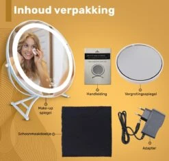 Great's® Make Up Spiegel Met LED Verlichting- ⌀ 40cm - Visagie Spiegel Rond - Extra Close Up Spiegeltje 10x - Wit -Beroemde Cosmetica Winkel 1200x1143 14