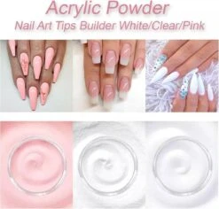 Acrylnagels Set | Nail Art | Liquid MMA Free | Wit, Roze & Transparant -Beroemde Cosmetica Winkel 1200x1146