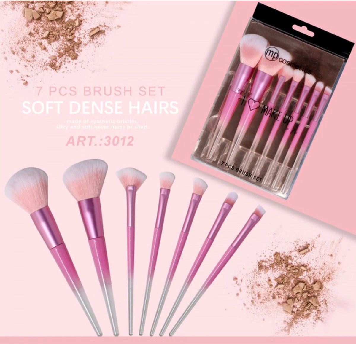 Make-up Borstel Set - 7stuks - Roze 3 Make-up Borstel Set - 7stuks - Roze