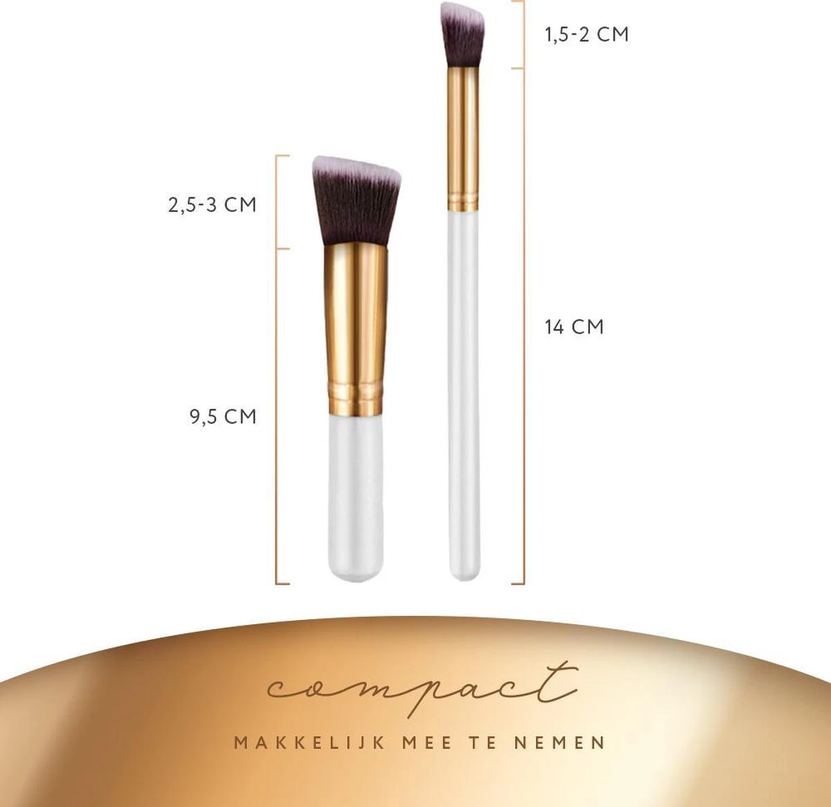 Evvie Set Van 10 Make-up Kwasten Kabuki - Wit-Goud 10 Evvie Set Van 10 Make-up Kwasten Kabuki - Wit-Goud - Afbeelding 8