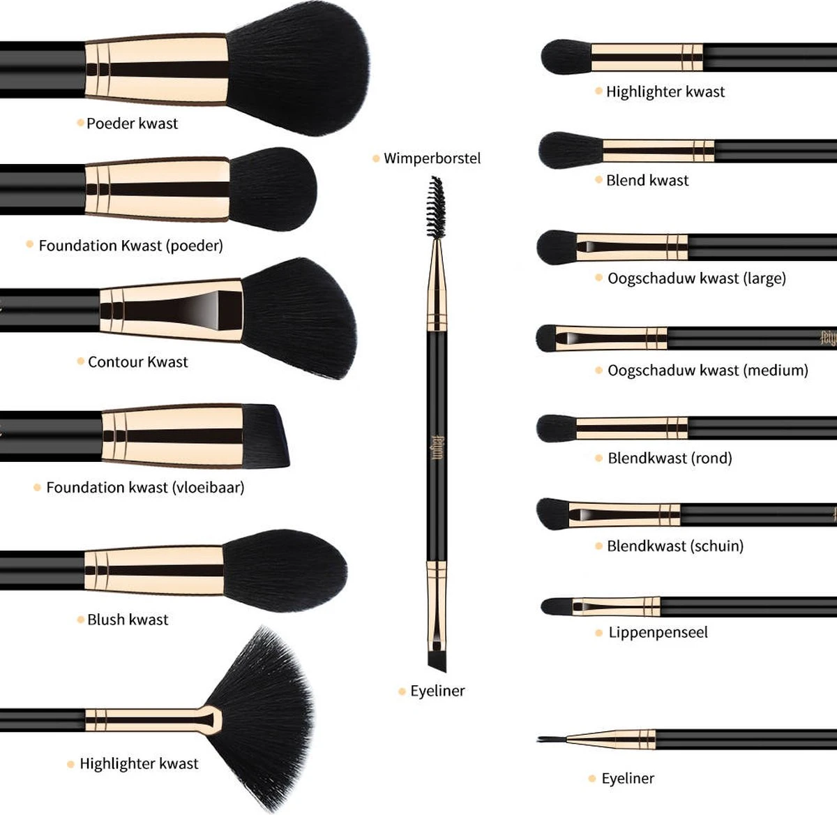Nolad® - Make Up Kwasten Set - Professionele 15-delige Set - 100% VEGAN 9 Nolad® - Make Up Kwasten Set - Professionele 15-delige Set - 100% VEGAN - Afbeelding 7