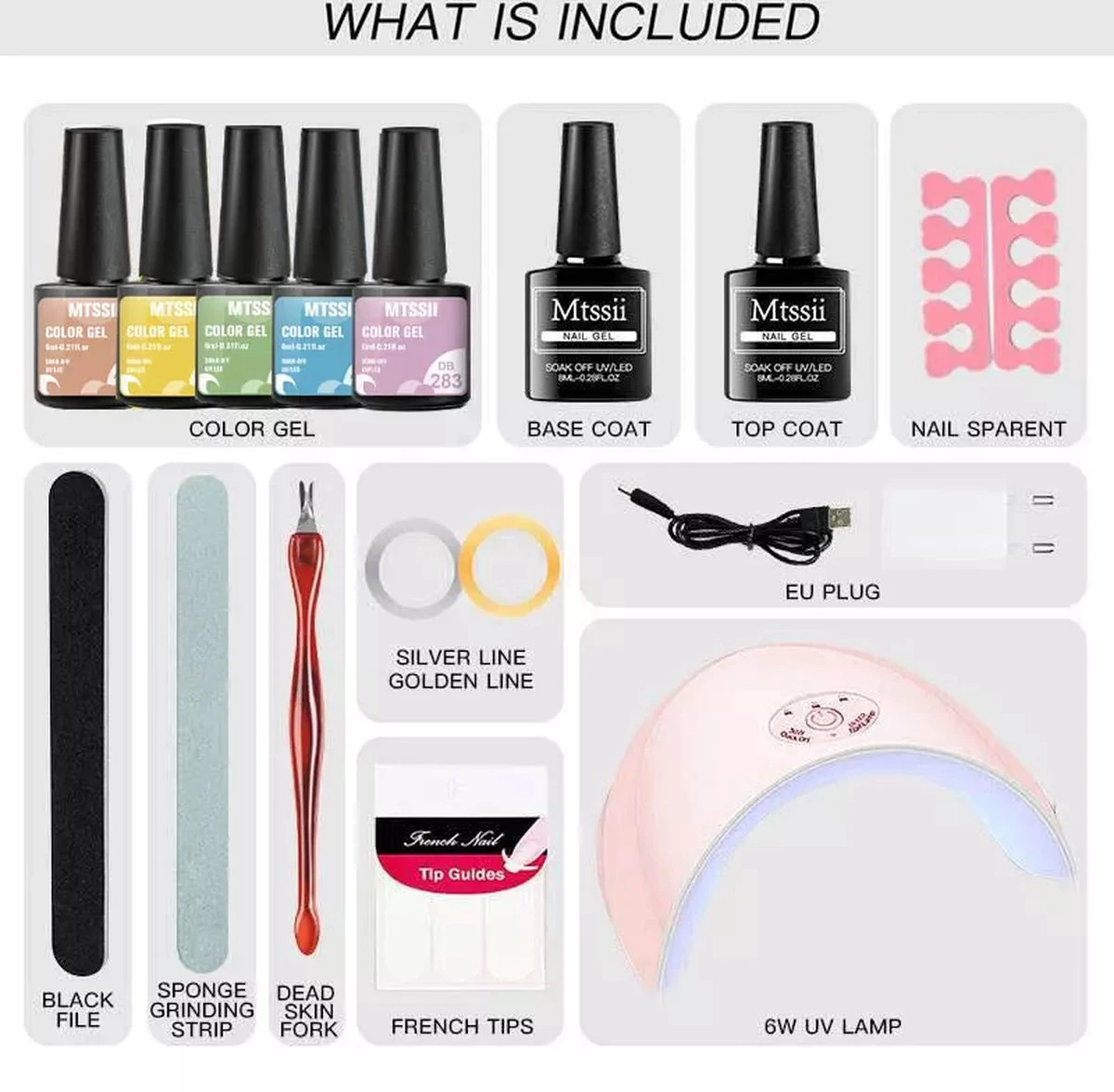 Mtssii - Gelnagel Kit - 5 ZOMER KLEUREN Gellak - Blauw, Groen, Oranje/nude, Geel En Lila- Starterkit - Manicure Set - 54 Watt UV Lamp - Gel Nagels Starterspakket - Nepnagels - 8 Mtssii - Gelnagel Kit - 5 ZOMER KLEUREN Gellak - Blauw, Groen, Oranje/nude, Geel En Lila- Starterkit - Manicure Set - 54 Watt UV Lamp - Gel Nagels Starterspakket - Nepnagels - - Afbeelding 6