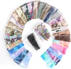 Set Van 50 X Transfer Nail Art Foil - Nagel Folie - Sparkolia - Mix Design Nagelfolie - Voor Op Nagellak / UV LED Gellak / Transfer Gel / Stickers