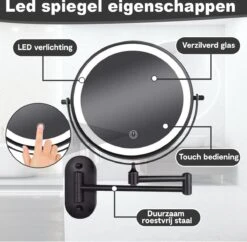 Make Up - Spiegel - Led Verlichting - 10X Vergroting - 3 Lichtstanden - Wandspiegel Rond - Badkamer - Mat Zwart - Draadloos 17 Make Up - Spiegel - Led Verlichting - 10X Vergroting - 3 Lichtstanden - Wandspiegel Rond - Badkamer - Mat Zwart - Draadloos -Beroemde Cosmetica Winkel 1200x1178 11