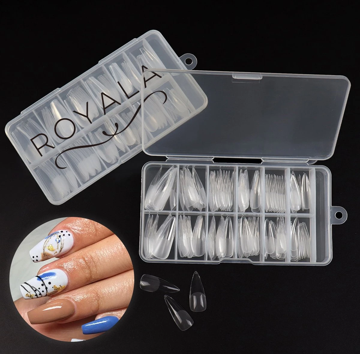 Royala 105 - Oval Long Half Frosted - Full Cover - Nageltips - Nepnagels - Plaknagels - In Assortimentsbox - 120 Stuks 12 Maten - Voor Gellak Acrylnagellak En PolyGel Nagels - Royala Frosted Tips Line 9 Royala 105 - Oval Long Half Frosted - Full Cover - Nageltips - Nepnagels - Plaknagels - In Assortimentsbox - 120 Stuks 12 Maten - Voor Gellak Acrylnagellak En PolyGel Nagels - Royala Frosted Tips Line - Afbeelding 7