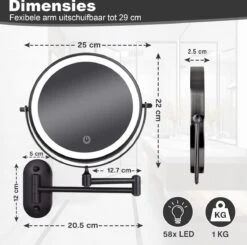 Make Up - Spiegel - Led Verlichting - 10X Vergroting - 3 Lichtstanden - Wandspiegel Rond - Badkamer - Mat Zwart - Draadloos 20 Make Up - Spiegel - Led Verlichting - 10X Vergroting - 3 Lichtstanden - Wandspiegel Rond - Badkamer - Mat Zwart - Draadloos -Beroemde Cosmetica Winkel 1200x1188 18