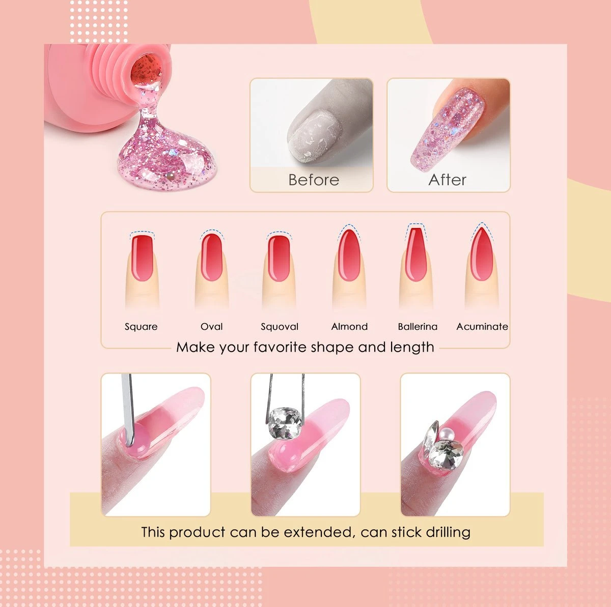 Polygel- Polygel Kit- Polygel Nagels- Polygel Starter Set - RH0594: Thin Nail File 1 Grey Nail File 1 48W White Nail Dryer Helmet Lamp 220V 1 Curved Tweezers 1 Glass Cup 1 Cuticle Fork 1 Cuticle Pusher 1 Nail Cutter 1 Dual End Nail Brush 1 8G Nail Gl 6 Polygel- Polygel Kit- Polygel Nagels- Polygel Starter Set - RH0594: Thin Nail File 1 Grey Nail File 1 48W White Nail Dryer Helmet Lamp 220V 1 Curved Tweezers 1 Glass Cup 1 Cuticle Fork 1 Cuticle Pusher 1 Nail Cutter 1 Dual End Nail Brush 1 8G Nail Gl - Afbeelding 4