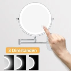 360° Draaibaar LED Scheerspiegel Met 5X Vergroting - 3 Lichtstanden - Dimstanden - Badkamerspiegel Met Natuurlijk Licht - Make-up Spiegel - Draadloos - Werkt Op Batterijen -Beroemde Cosmetica Winkel 1200x1198 57