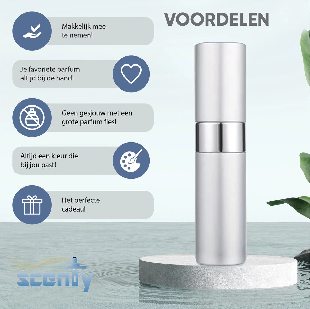 Scenty - Parfum Verstuiver Navulbaar - Mini Parfum Flesje - Reisflesje - Zilver 4 Scenty - Parfum Verstuiver Navulbaar - Mini Parfum Flesje - Reisflesje - Zilver - Afbeelding 2