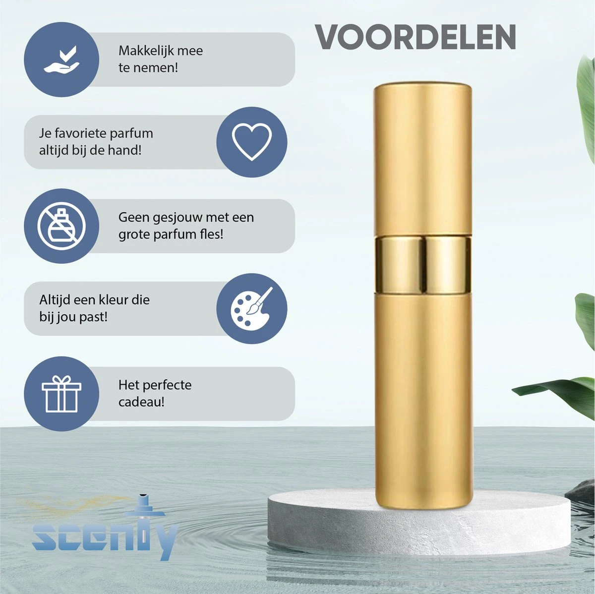 Scenty - Parfum Verstuiver Navulbaar - Mini Parfum Flesje - Reisflesje - Goud 4 Scenty - Parfum Verstuiver Navulbaar - Mini Parfum Flesje - Reisflesje - Goud - Afbeelding 2