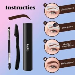 Basila® Duo Wenkbrauw Stempel Kit - Donker Bruin & Bruin - Watervast - Matte Poeder - Trimmer - 26 Stencils 9 Basila® Duo Wenkbrauw Stempel Kit - Donker Bruin & Bruin - Watervast - Matte Poeder - Trimmer - 26 Stencils -Beroemde Cosmetica Winkel 1200x1200 1312