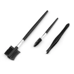 Wenkbrauw Trimmer Set - 8-delig – Met Epileer Pincet, 2x Wenkbrauw Schaartje, 2x Wenkbrauwmesje, Wenkbrauw Borstel, Wenkbrauwpotlood, Spoolie – In Stevige Etui - Zwart -Beroemde Cosmetica Winkel 1200x1200 1370