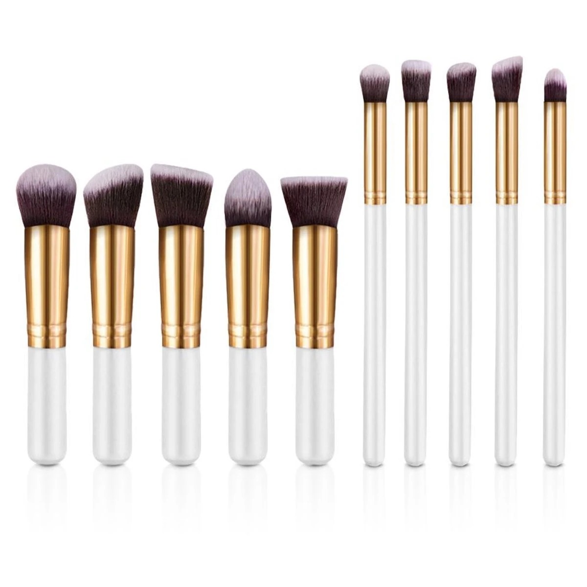 Evvie Set Van 10 Make-up Kwasten Kabuki - Wit-Goud 3 Evvie Set Van 10 Make-up Kwasten Kabuki - Wit-Goud