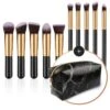 Evvie Set Van 10 Make-up Kwasten Kabuki In Etui Marble - Zwart-Goud -Beroemde Cosmetica Winkel 1200x1200 1423