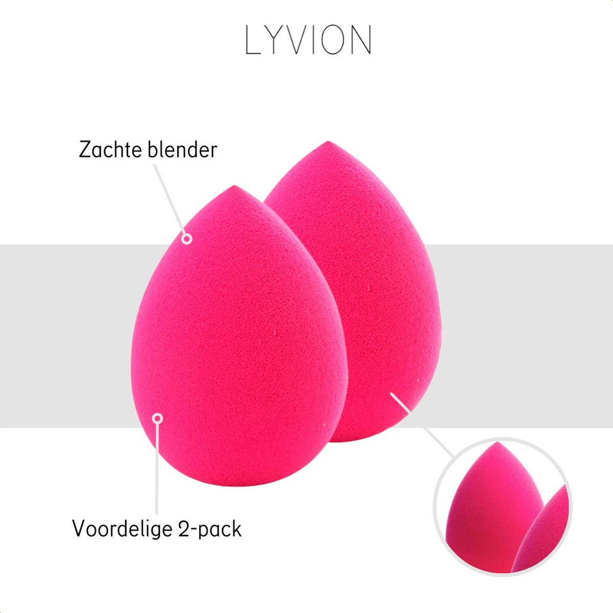 LYVION Make-up Blender Roze - Powder Puff Sponsje - Blending Foundation Pink - Set Van 2 6 LYVION Make-up Blender Roze - Powder Puff Sponsje - Blending Foundation Pink - Set Van 2 - Afbeelding 4