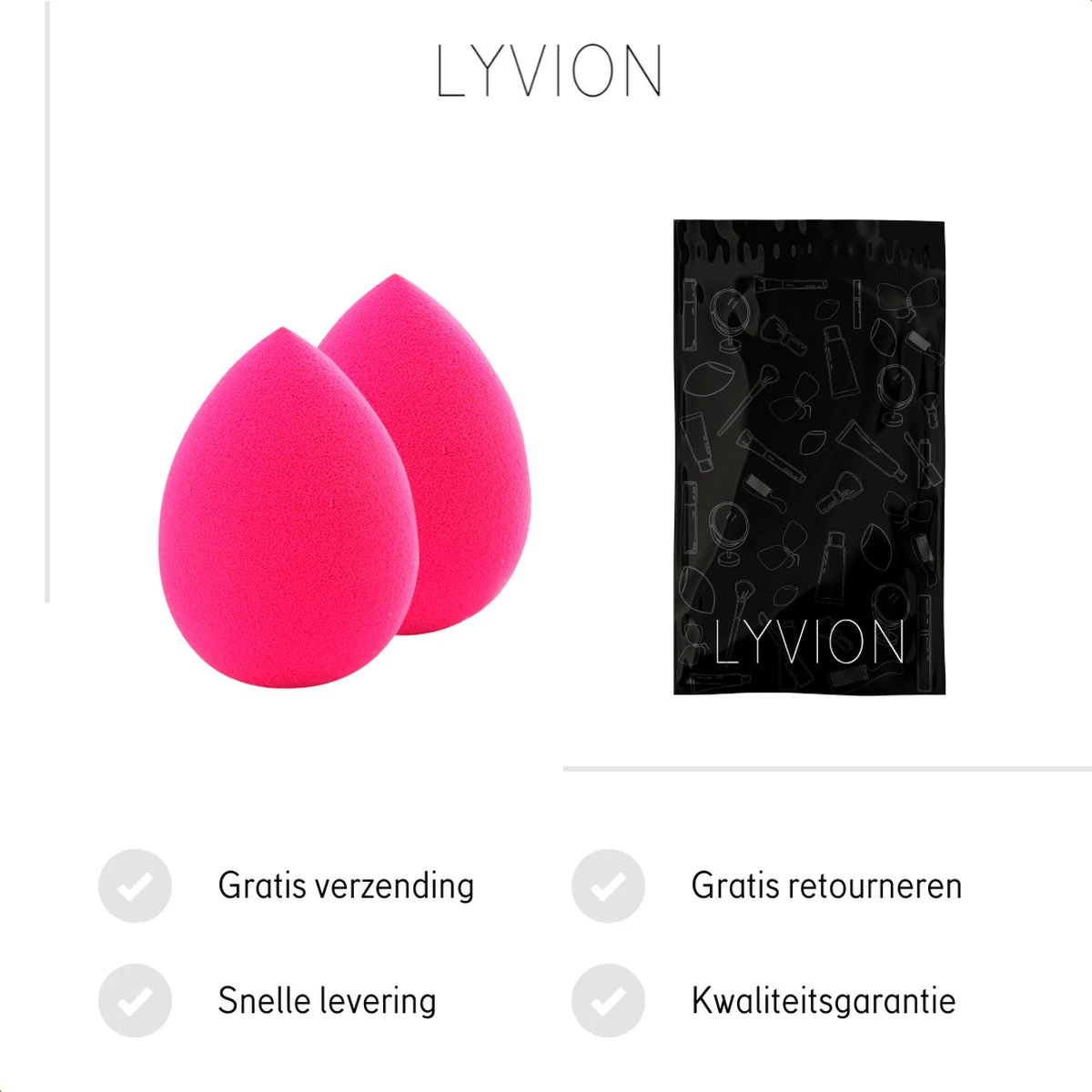 LYVION Make-up Blender Roze - Powder Puff Sponsje - Blending Foundation Pink - Set Van 2 7 LYVION Make-up Blender Roze - Powder Puff Sponsje - Blending Foundation Pink - Set Van 2 - Afbeelding 5