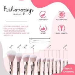 BeauRose Make Up Kwasten Set - Make Up Brush - Oogschaduw - Foundation Kwast - Poeder Kwast - Brush - Make Up - Cosmetica - Kwasten Set – Make Up Tasje - 12 Stuks -Beroemde Cosmetica Winkel 1200x1200 1505
