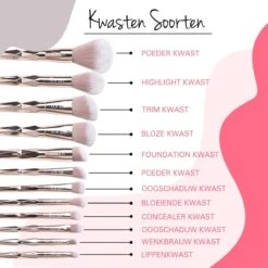 BeauRose Make Up Kwasten Set - Make Up Brush - Oogschaduw - Foundation Kwast - Poeder Kwast - Brush - Make Up - Cosmetica - Kwasten Set – Make Up Tasje - 12 Stuks -Beroemde Cosmetica Winkel 1200x1200 1511