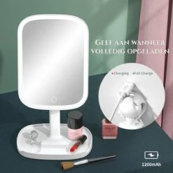 HighHome - Make Up Spiegel Met Led Verlichting - Inclusief 10x Spiegel - 3 Warmtes - 360 °C Draaibaar -Beroemde Cosmetica Winkel 1200x1200 1600