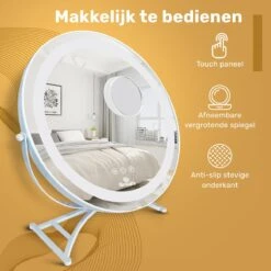 Great's® Make Up Spiegel Met LED Verlichting- ⌀ 40cm - Visagie Spiegel Rond - Extra Close Up Spiegeltje 10x - Wit -Beroemde Cosmetica Winkel 1200x1200 1603