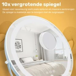Great's® Make Up Spiegel Met LED Verlichting- ⌀ 40cm - Visagie Spiegel Rond - Extra Close Up Spiegeltje 10x - Wit -Beroemde Cosmetica Winkel 1200x1200 1604