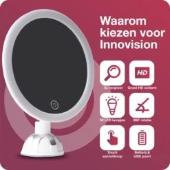Innovision Make Up Spiegel - Met Verlichting En Zuignap - 360° Verstelbaar - Werkt Op Batterijen En Op Stroom - 5x Vergroot -Beroemde Cosmetica Winkel 1200x1200 1620