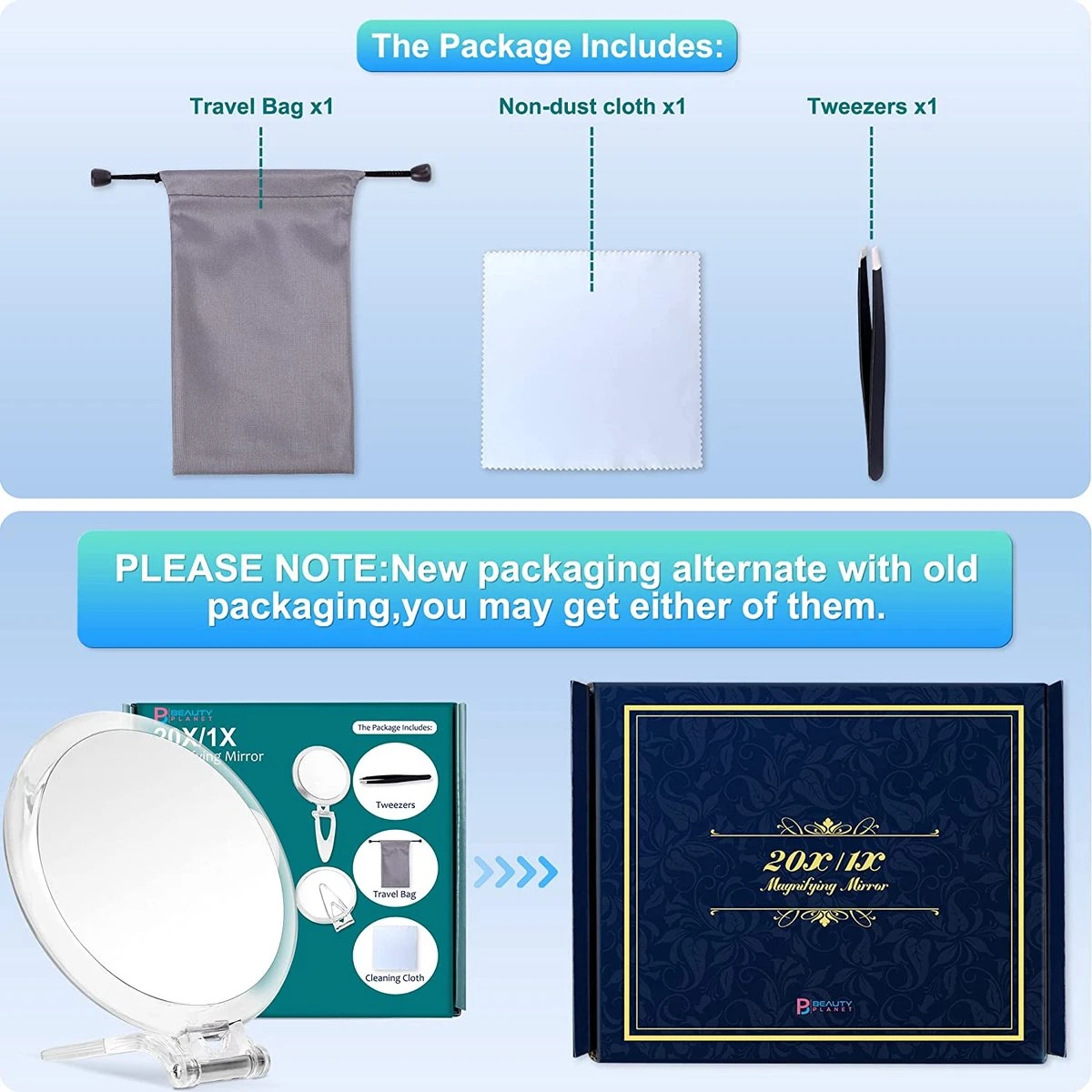 5 Inch, 20x Vergrotende Spiegel, Tweezijdige Spiegel, 20X/1x Vergroting, Opvouwbare Make-upspiegel Met Handheld/standaard, Gebruik Voor Make-up Toepassing, Pincet, En Mee-eter/smetverwijdering. (zilver) 6 5 Inch, 20x Vergrotende Spiegel, Tweezijdige Spiegel, 20X/1x Vergroting, Opvouwbare Make-upspiegel Met Handheld/standaard, Gebruik Voor Make-up Toepassing, Pincet, En Mee-eter/smetverwijdering. (zilver) - Afbeelding 4