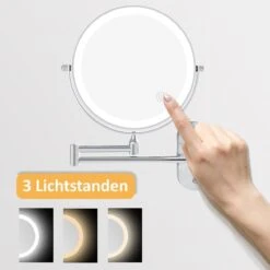 360° Draaibaar LED Scheerspiegel Met 5X Vergroting - 3 Lichtstanden - Dimstanden - Badkamerspiegel Met Natuurlijk Licht - Make-up Spiegel - Draadloos - Werkt Op Batterijen -Beroemde Cosmetica Winkel 1200x1200 1627