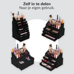 Confibel XXL Acryl Make-up Cosmetica Organizer - Verstelbare Lades - Sieraden/Make-up/Cosmetica Organizer - 11 Compartimenten - Zwart -Beroemde Cosmetica Winkel 1200x1200 1641