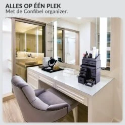 Confibel XXL Acryl Make-up Cosmetica Organizer - Verstelbare Lades - Sieraden/Make-up/Cosmetica Organizer - 11 Compartimenten - Zwart -Beroemde Cosmetica Winkel 1200x1200 1642